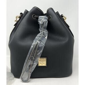Dooney & Bourke Sorrento Drawstring Shoulder Bag BLACK Leather NWT $328 Bucket